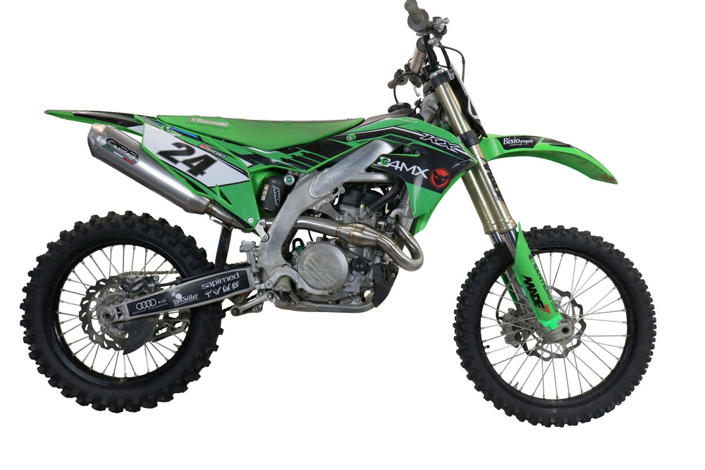Pot echappement compatible avec Kawasaki Kx 450 X 2021-2023, Pentacross Titanium, Pot d'échappement complet racing, compris de collecteur et db killer amovible, sans homologation 