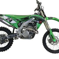 Pot echappement compatible avec Kawasaki Kx 450 X 2021-2023, Pentacross Titanium, Pot d'échappement complet racing, compris de collecteur et db killer amovible, sans homologation 