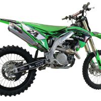 Pot echappement compatible avec Kawasaki Kx 450 X 2021-2023, Pentacross Titanium, Pot d'échappement complet racing, compris de collecteur et db killer amovible, sans homologation 