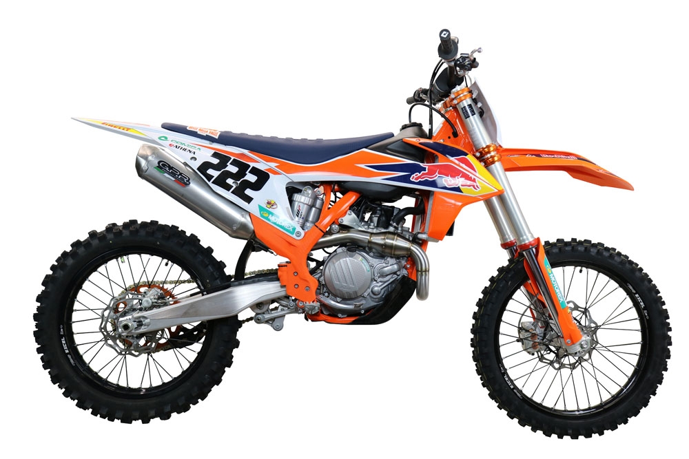Pot echappement compatible avec Ktm SX-F Factory Edition 450 2018-2021, Pentacross Inox, Pot d'échappement complet racing, compris de collecteur et db killer amovible, sans homologation 