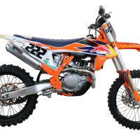 Pot echappement compatible avec Gas Gas EC 450F 2021-2023, Pentacross FULL Titanium, Pot d'échappement complet racing, compris de collecteur et db killer amovible, sans homologation 