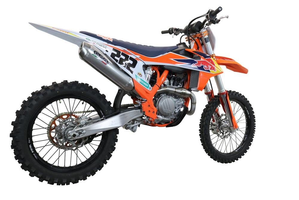 Pot echappement compatible avec Gas Gas EC 450F 2021-2023, Pentacross FULL Titanium, Pot d'échappement complet racing, compris de collecteur et db killer amovible, sans homologation 