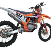 Pot echappement compatible avec Gas Gas EC 450F 2021-2023, Pentacross FULL Titanium, Pot d'échappement complet racing, compris de collecteur et db killer amovible, sans homologation 