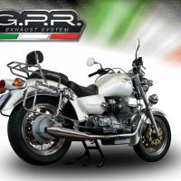 Pot echappement compatible avec Moto Guzzi California 1100 Special-Stone-Sport-Ev-Alu 1997-2005, Vintacone, Paire de pot d'échappement homologuées, livrées avec db killer amovible et raccords spécifiques 