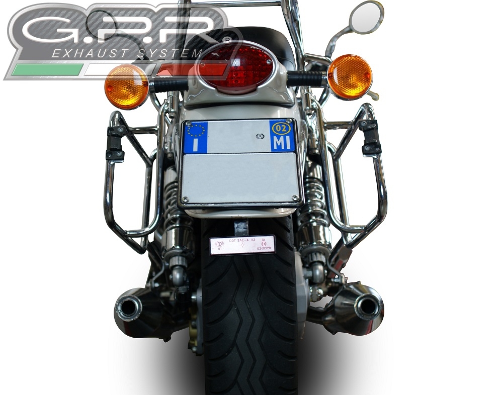 Pot echappement compatible avec Moto Guzzi California 1100 Special-Stone-Sport-Ev-Alu 1997-2005, Vintacone, Paire de pot d'échappement homologuées, livrées avec db killer amovible et raccords spécifiques 