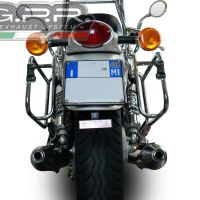 Pot echappement compatible avec Moto Guzzi California 1100 Special-Stone-Sport-Ev-Alu 1997-2005, Vintacone, Paire de pot d'échappement homologuées, livrées avec db killer amovible et raccords spécifiques 