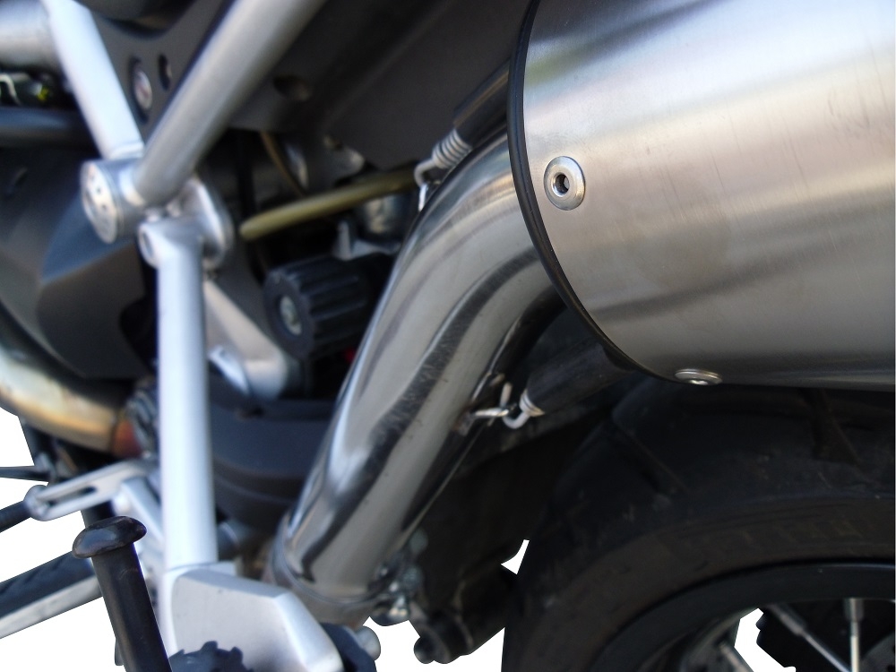 Pot echappement compatible avec Moto Guzzi Stelvio 1200 8V 2011-2017, Furore Nero, Échappement légal, homologué,silencieux avec db killer amovible et tuyau de liaison spécifique 