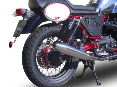 Pot echappement compatible avec Moto Guzzi V7 (I - II) Racer 2010-2016, Vintacone , Paire de pot d'échappement homologuées, livrées avec db killer amovible et raccords spécifiques 