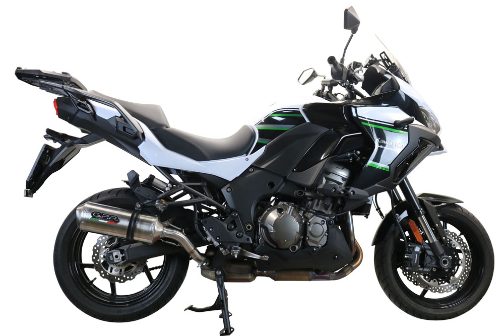 Pot echappement compatible avec Kawasaki Versys 1000 I.E. 2021-2024, Satinox , Échappement légal, homologué,silencieux avec db killer amovible et tuyau de liaison spécifique 