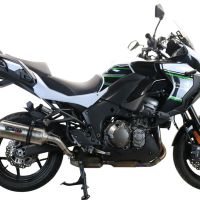 Pot echappement compatible avec Kawasaki Versys 1000 I.E. 2021-2024, Satinox , Échappement légal, homologué,silencieux avec db killer amovible et tuyau de liaison spécifique 