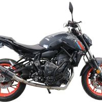 Pot echappement compatible avec Yamaha Mt-07 2021-2024, M3 Black Titanium, Pot échappement complet, non légal pour les pays de l'UE, avec db killer amovible 