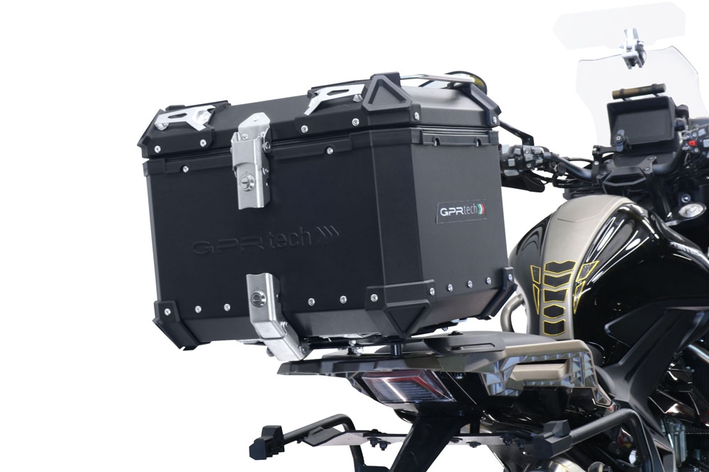 Top case GPR TECH compatible with  Zontes 350 T1 ADV 2022/2024 e5 GPR TECH Top case in aluminum, black color with specific plate included Capacity 45 LT.
