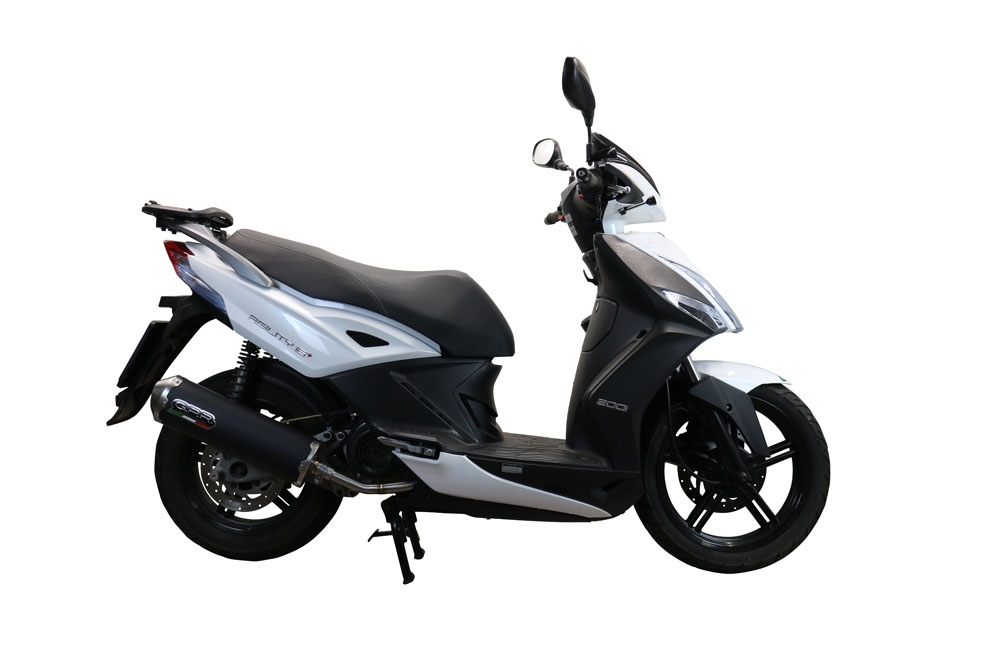 Pot echappement compatible avec Kymco Agility 200 - I.E. R16 - Plus 2010-2014, Evo4 Road, Homologué et légal, système d'échappement complet, avec db killer amovible 