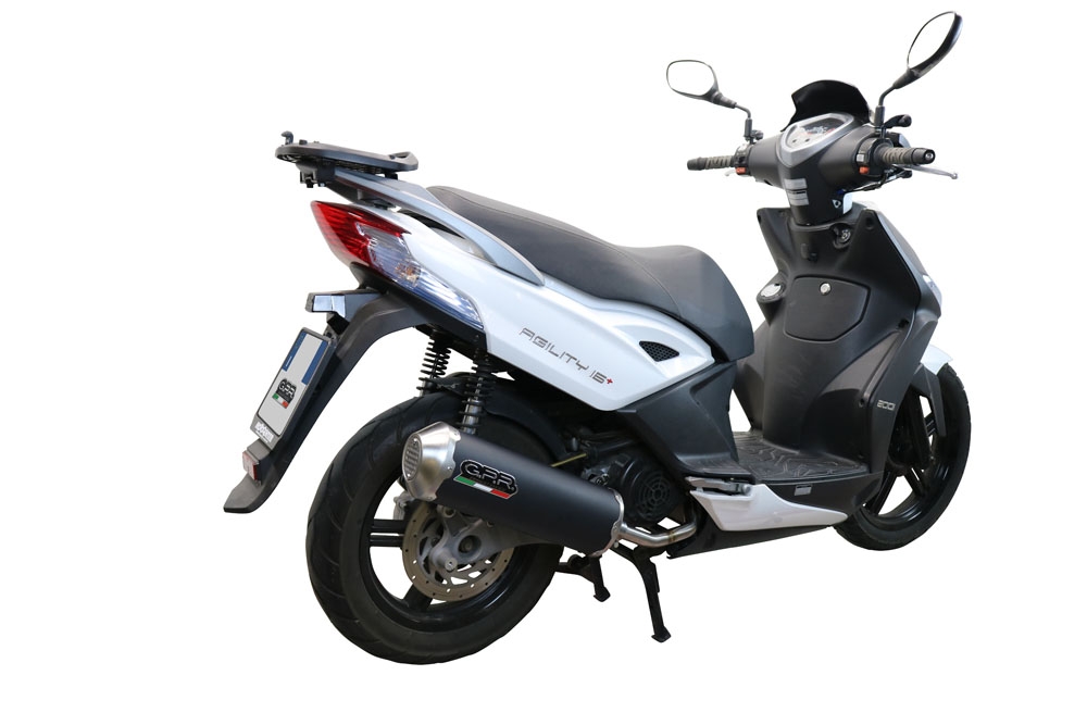 Pot echappement compatible avec Kymco Agility 200 - I.E. R16 - Plus 2010-2014, Evo4 Road, Homologué et légal, système d'échappement complet, avec db killer amovible 