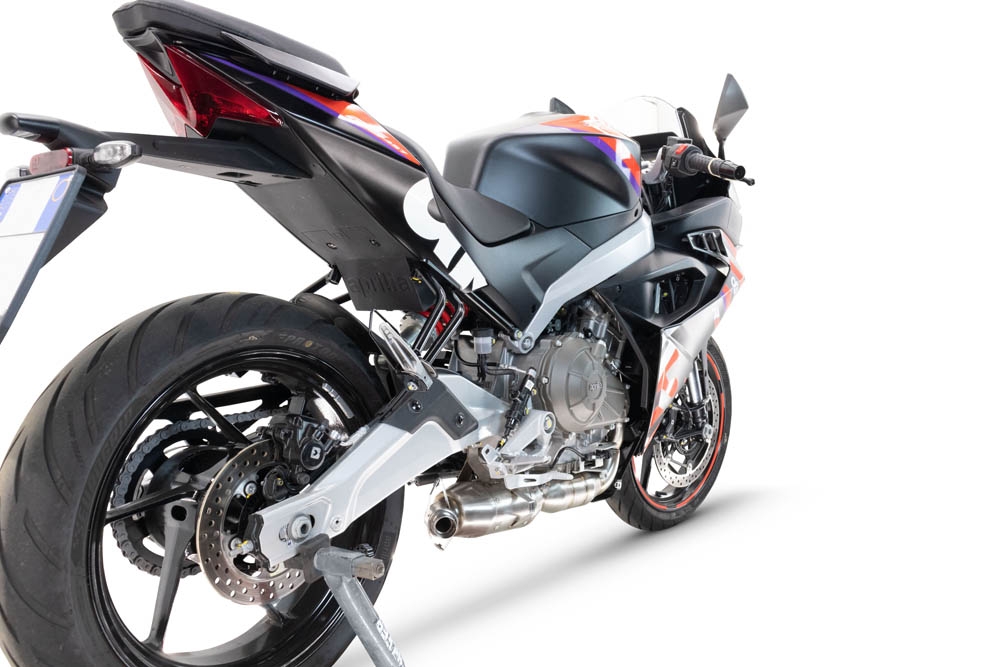 Pot echappement compatible avec Aprilia RS 457 2024-2025, Ghost Inox, Pot échappement complet, non légal pour les pays de l'UE, avec db killer amovible 