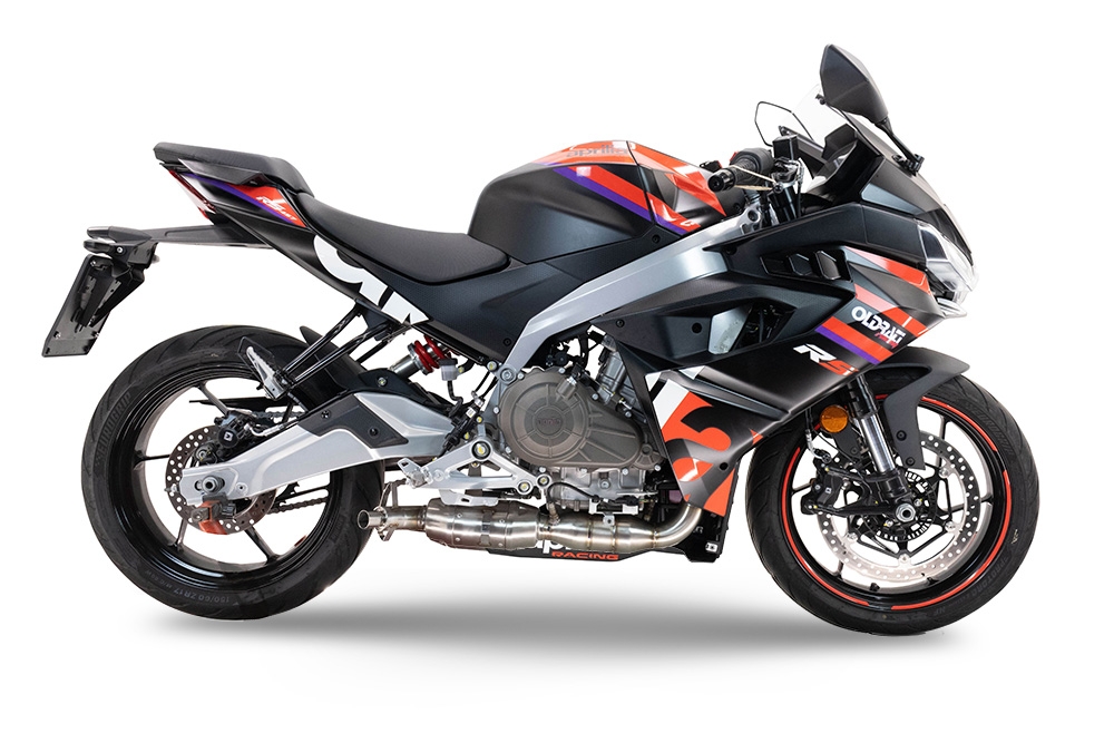 Pot echappement compatible avec Aprilia RS 457 2024-2025, Ghost Inox, Pot échappement complet, non légal pour les pays de l'UE, avec db killer amovible 