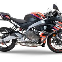 Pot echappement compatible avec Aprilia RS 457 2024-2025, Ghost Inox, Pot échappement complet, non légal pour les pays de l'UE, avec db killer amovible 