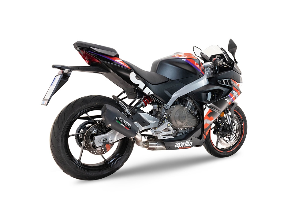 GPR pot echappement compatible avec  Aprilia RS 457 2024-2025, New Grand Prix Evo Black Titanium, Pot Echappement homologué pour les marchés non européens 