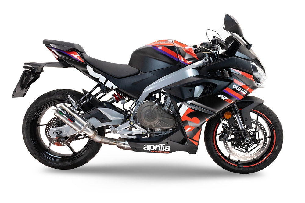 Pot echappement compatible avec Aprilia RS 457 2024-2025, M3 Inox , Pot échappement complet, non légal pour les pays de l'UE, avec db killer amovible 