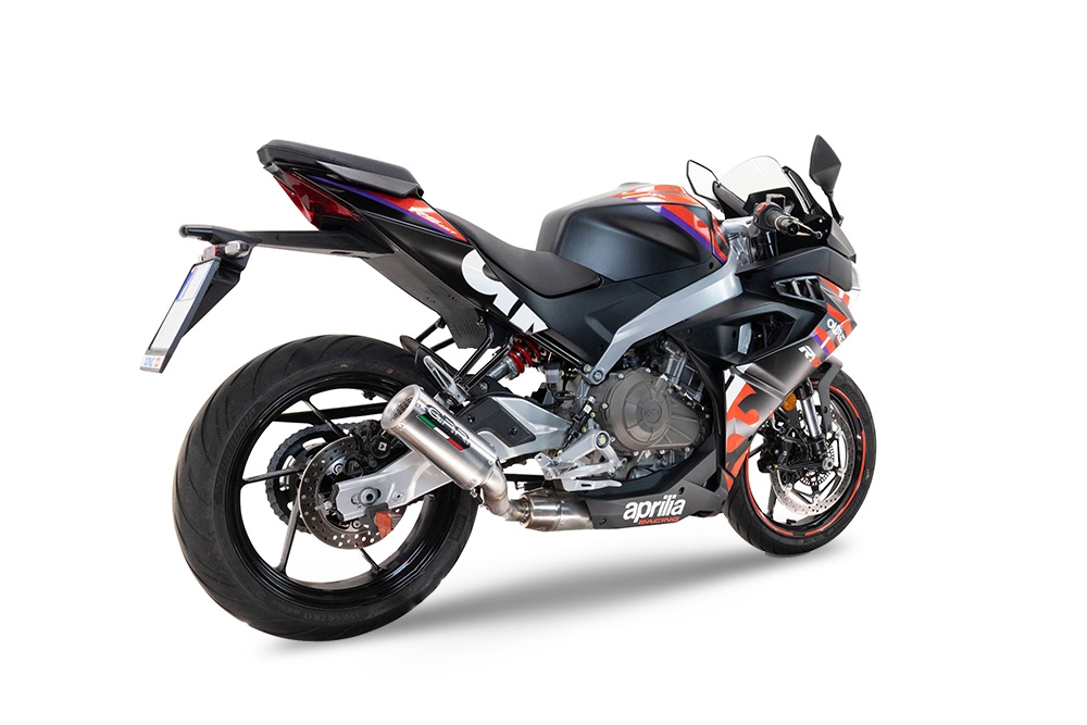 Pot echappement compatible avec Aprilia RS 457 2024-2025, M3 Inox , Pot échappement complet, non légal pour les pays de l'UE, avec db killer amovible 