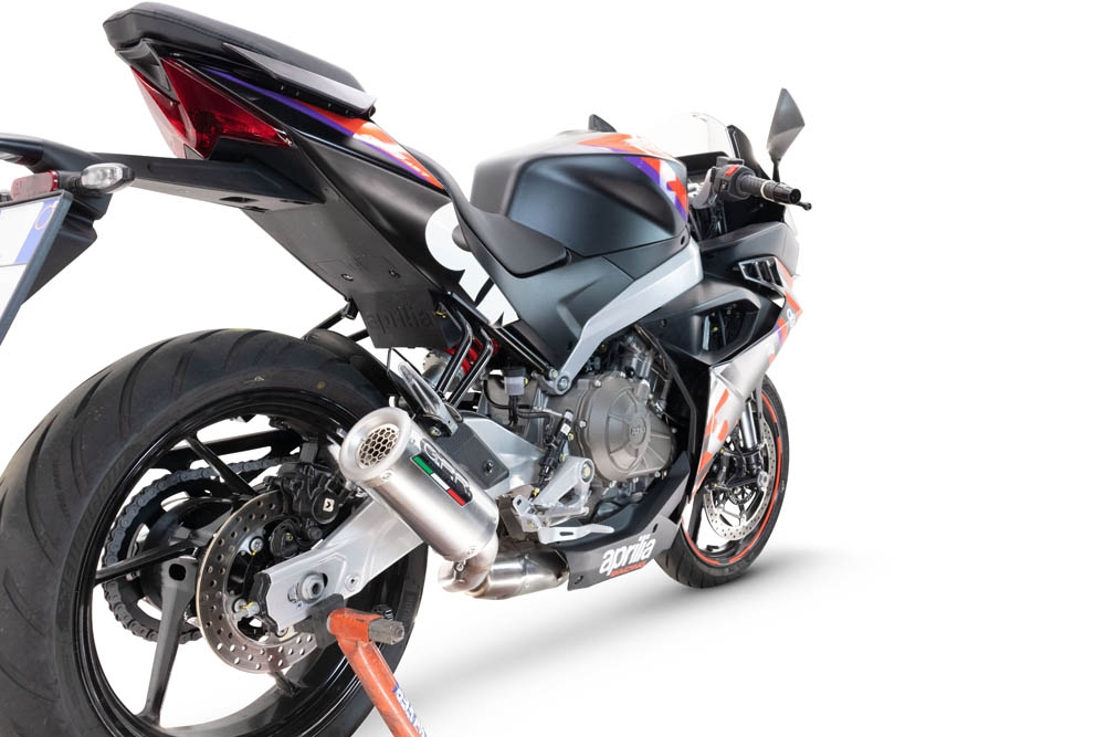 Pot echappement compatible avec Aprilia RS 457 2024-2025, M3 Inox , Pot échappement complet, non légal pour les pays de l'UE, avec db killer amovible 