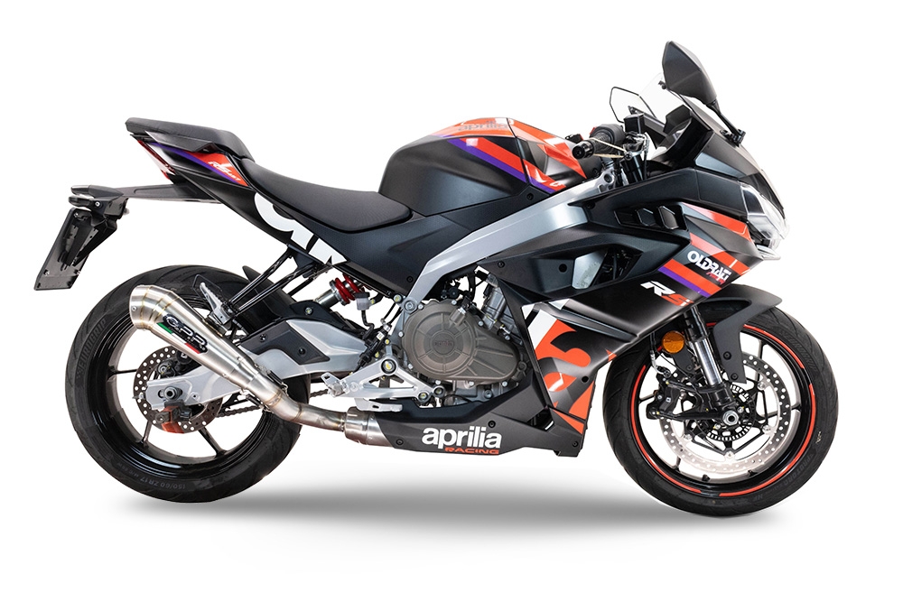 Pot echappement compatible avec Aprilia RS 457 2024-2025, Powercone Evo, Pot échappement complet, non légal pour les pays de l'UE, avec db killer amovible 