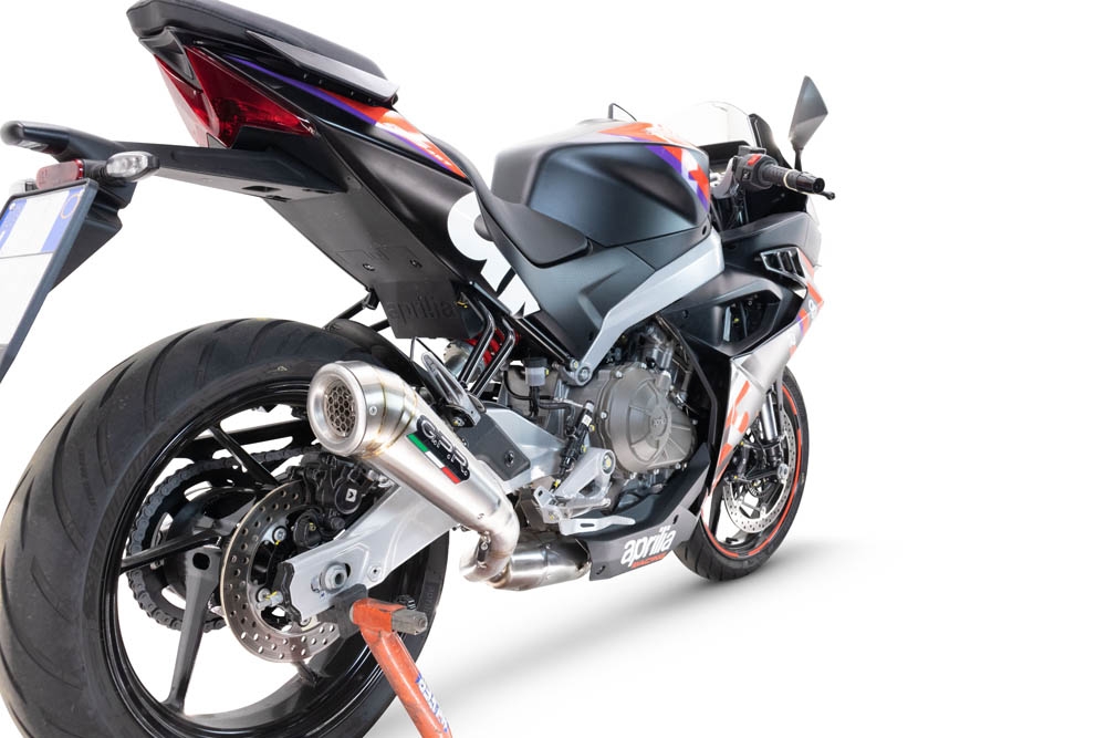 Pot echappement compatible avec Aprilia RS 457 2024-2025, Powercone Evo, Pot échappement complet, non légal pour les pays de l'UE, avec db killer amovible 