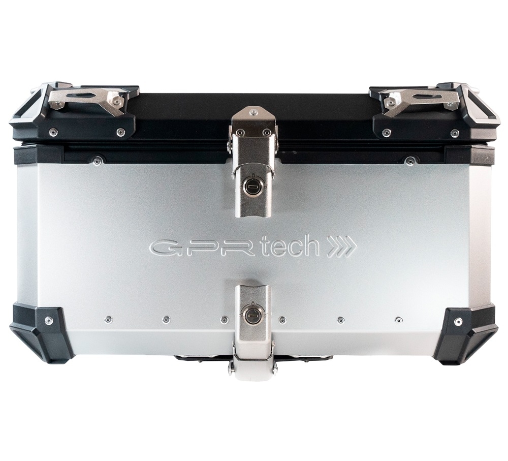 Top case GPR TECH compatible with  Aprilia Tuareg 660 2021/2024 e5 GPR TECH Top case in aluminum, silver color with specific plate included Capacity 55 LT.