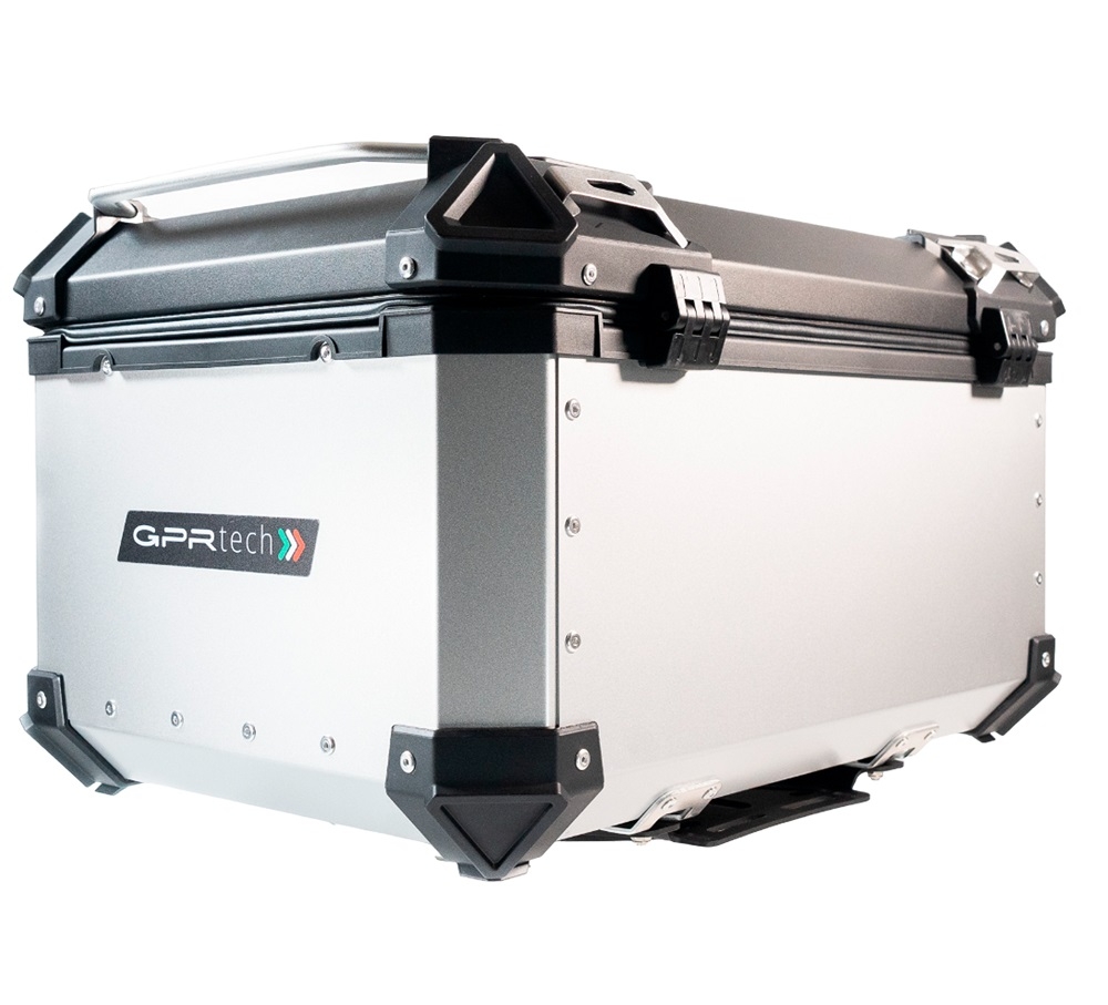 Top case GPR TECH compatible with  Aprilia Tuareg 660 2021/2024 e5 GPR TECH Top case in aluminum, silver color with specific plate included Capacity 55 LT.