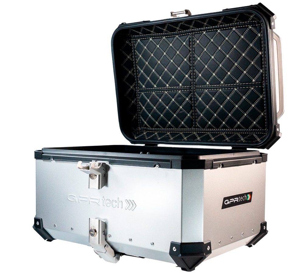 Top case GPR TECH compatible with  Benelli Trk 251 2019/2023 GPR TECH Top case in aluminum, silver color with specific plate included Capacity 55 LT.