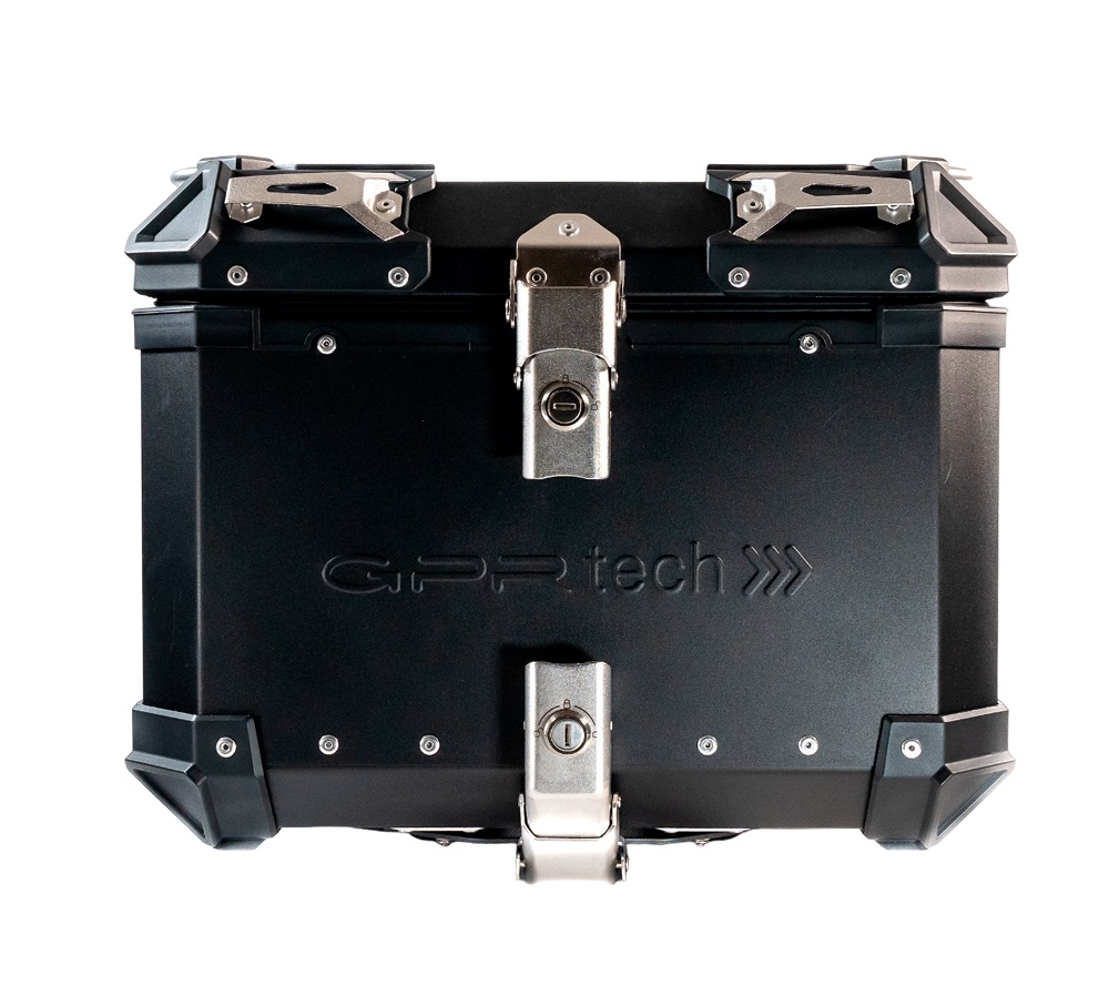 Top case GPR TECH compatible with  Aprilia Tuareg 660 2021/2024 e5 GPR TECH Top case in aluminum, black color with specific plate included Capacity 45 LT.