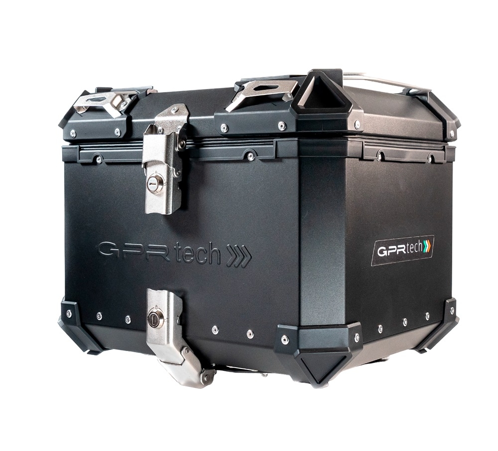 Top case GPR TECH compatible with  Aprilia Tuareg 660 2021/2024 e5 GPR TECH Top case in aluminum, black color with specific plate included Capacity 45 LT.