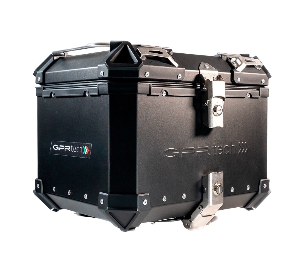 Top case GPR TECH compatible with  Aprilia Tuareg 660 2021/2024 e5 GPR TECH Top case in aluminum, black color with specific plate included Capacity 45 LT.