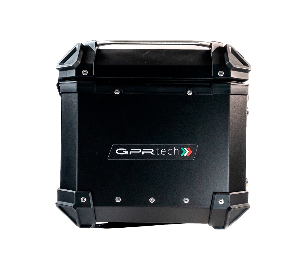 Top case GPR TECH compatible with  Benelli Trk 125 2019/2023 GPR TECH Top case in aluminum, black color with specific plate included Capacity 45 LT.