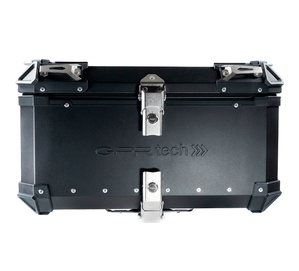 Top case GPR TECH compatible with  Aprilia Tuareg 660 2021/2024 e5 GPR TECH Top case in aluminum, black color with specific plate included Capacity 55 LT.