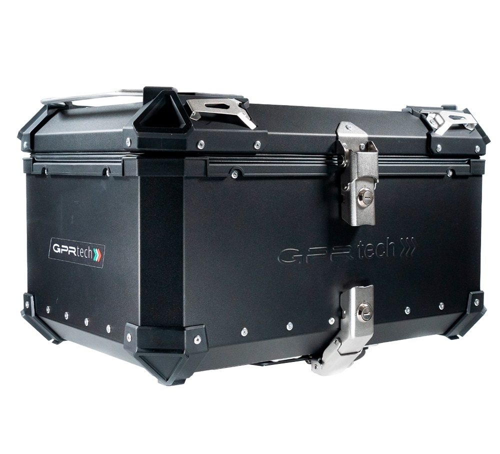 Top case GPR TECH compatible with  Aprilia Tuareg 660 2021/2024 e5 GPR TECH Top case in aluminum, black color with specific plate included Capacity 55 LT.