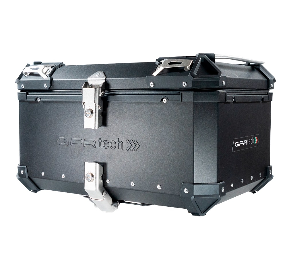 Top case GPR TECH compatible with  Aprilia Tuareg 660 2021/2024 e5 GPR TECH Top case in aluminum, black color with specific plate included Capacity 55 LT.