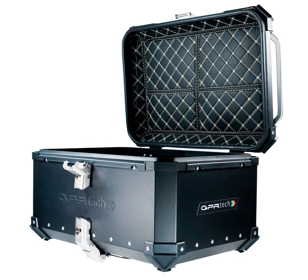 Top case GPR TECH compatible with  Aprilia Tuareg 660 2021/2024 e5 GPR TECH Top case in aluminum, black color with specific plate included Capacity 55 LT.