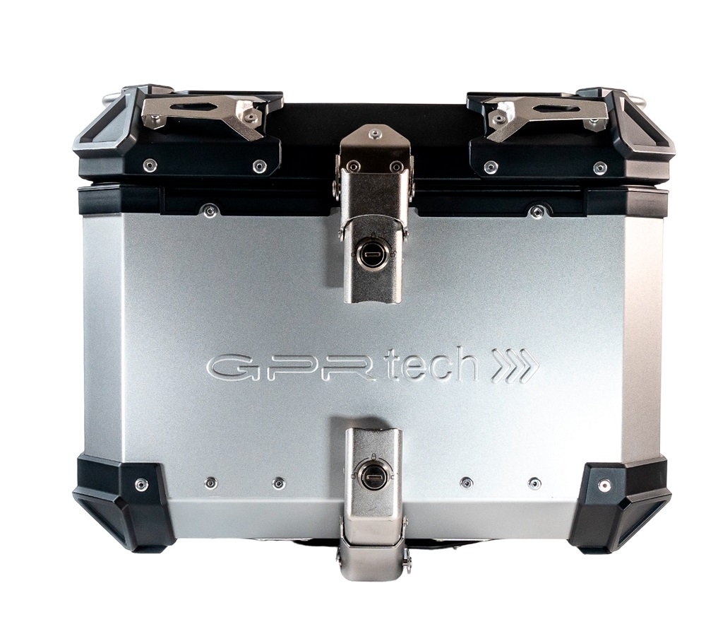 Top case GPR TECH compatible with  Aprilia Tuareg 660 2021/2024 e5 GPR TECH Top case in aluminum, silver color with specific plate included Capacity 45 LT.