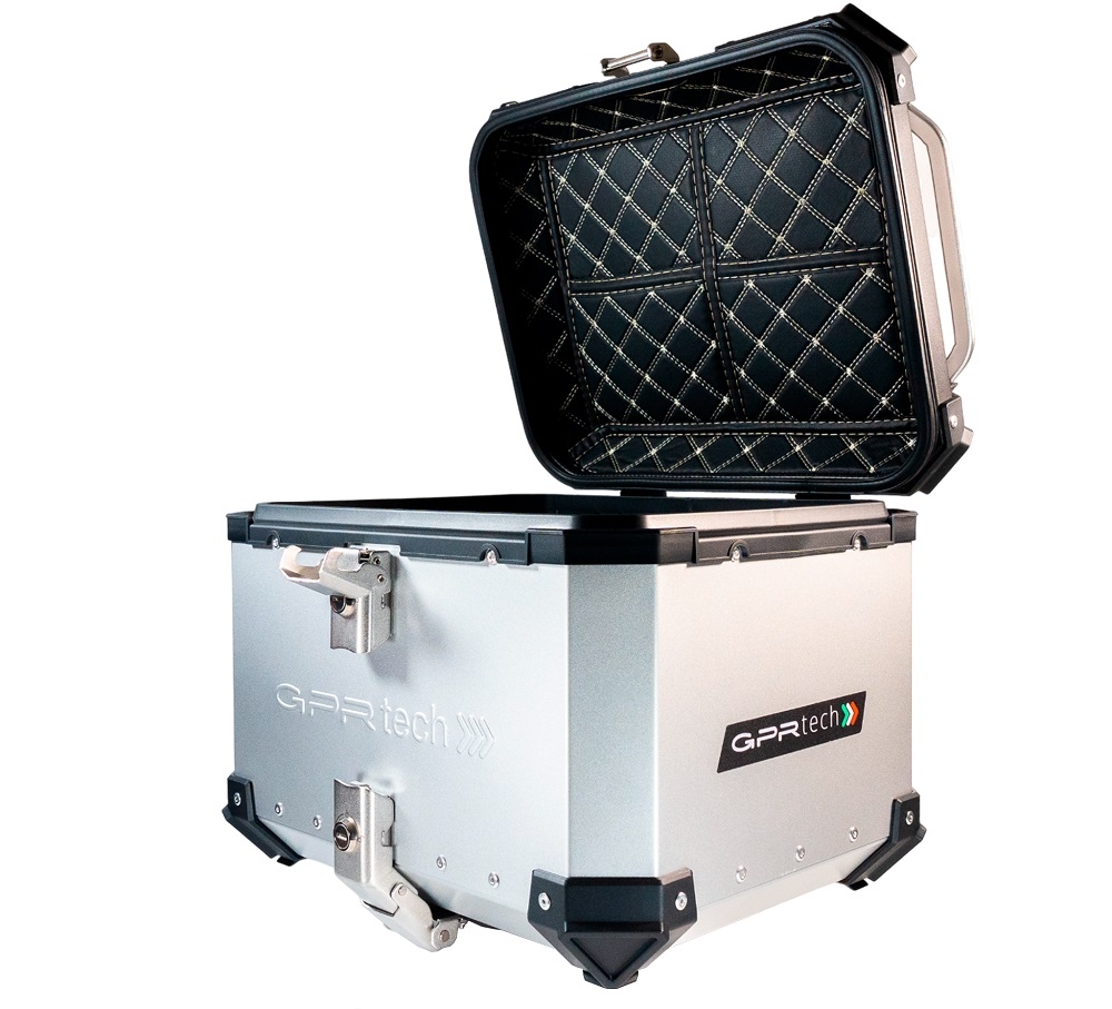 Top case GPR TECH compatible with  Benelli Trk 125 2019/2023 GPR TECH Top case in aluminum, silver color with specific plate included Capacity 45 LT.