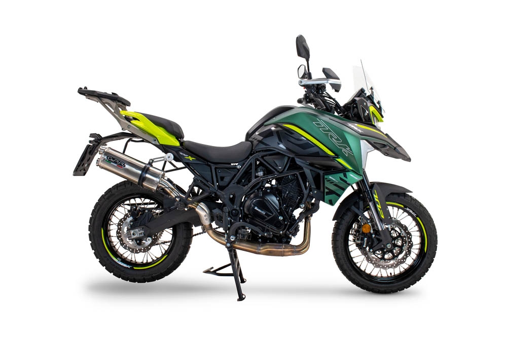 Pot echappement compatible avec Benelli Trk 702 2023-2024, Dual Inox, Échappement légal, homologué,silencieux avec db killer amovible et tuyau de liaison spécifique 