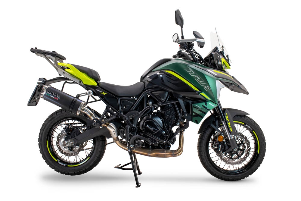 Pot echappement compatible avec Benelli Trk 702 X 2023-2024, Dual Poppy, Échappement légal, homologué,silencieux avec db killer amovible et tuyau de liaison spécifique 