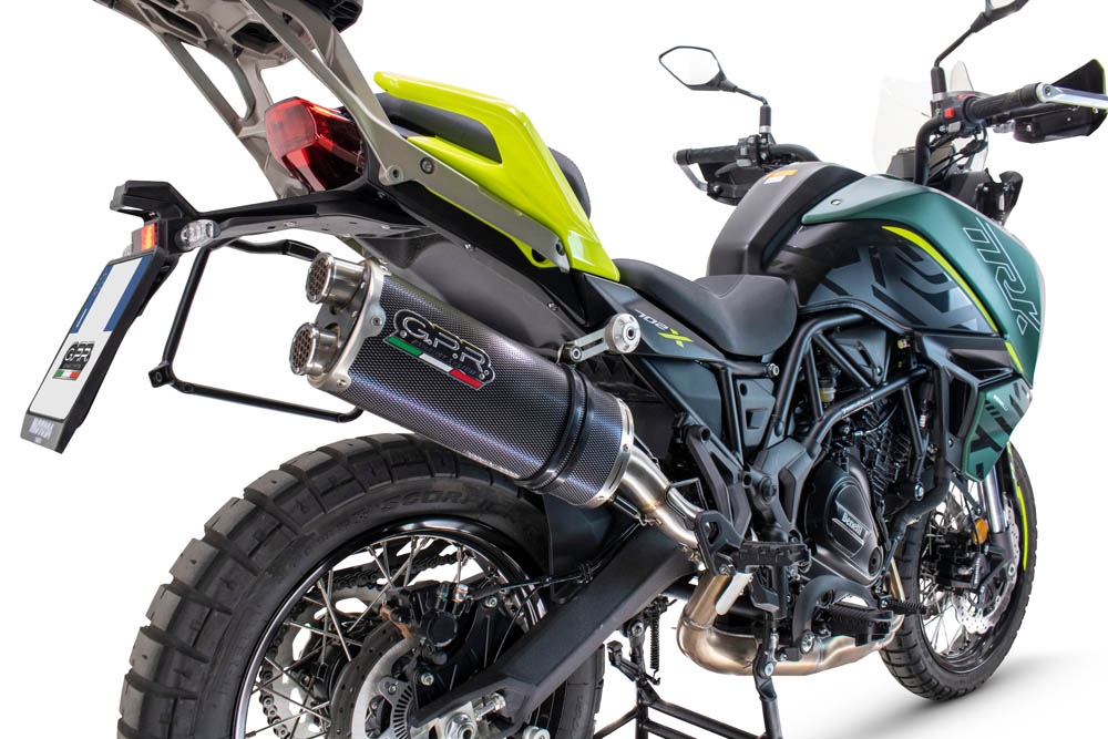 Pot echappement compatible avec Benelli Trk 702 X 2023-2024, Dual Poppy, Échappement légal, homologué,silencieux avec db killer amovible et tuyau de liaison spécifique 