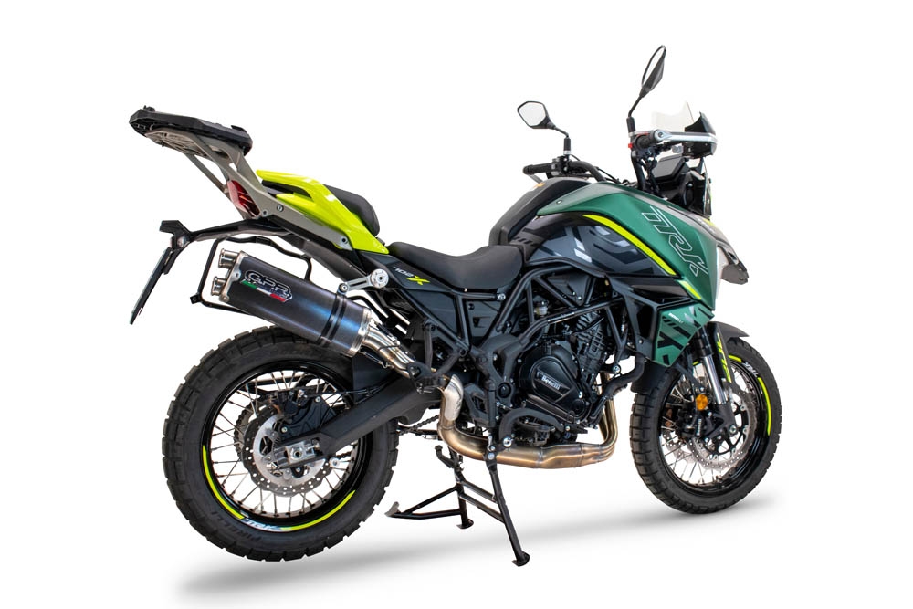 Pot echappement compatible avec Benelli Trk 702 X 2023-2024, Dual Poppy, Échappement légal, homologué,silencieux avec db killer amovible et tuyau de liaison spécifique 