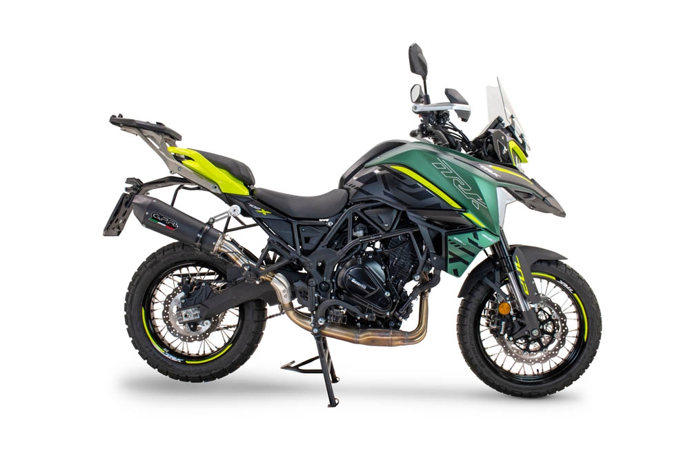 GPR exhaust compatible with  Benelli Trk 702 X 2023-2024, New Grand Prix Evo Black Titanium, Slip-on exhaust including removable db killer and link pipe, EPA-compliant 