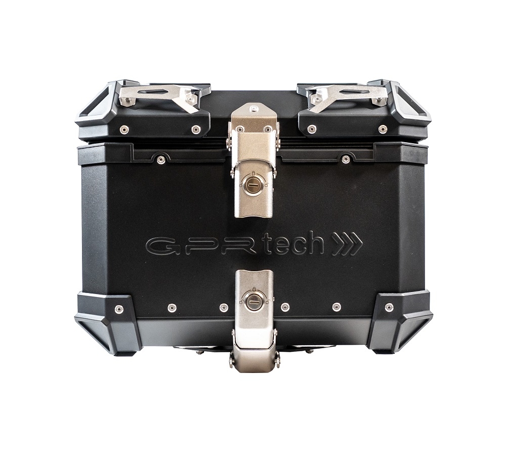 Top case GPR TECH compatible with  Royal Enfield Himalayan 450 2024/2025 e5 Plus GPR TECH Top case in aluminum, black color with specific plate included Capacity 26 LT.