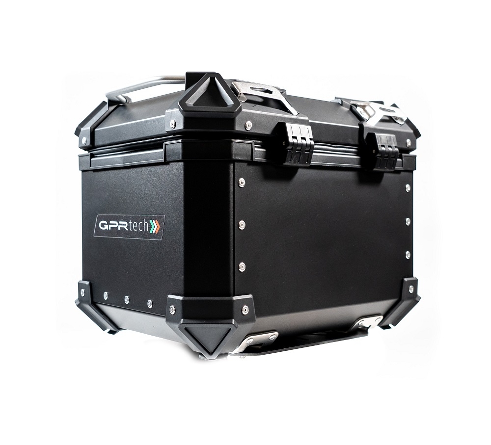 Top case GPR TECH compatible with  Royal Enfield Himalayan 450 2024/2025 e5 Plus GPR TECH Top case in aluminum, black color with specific plate included Capacity 26 LT.
