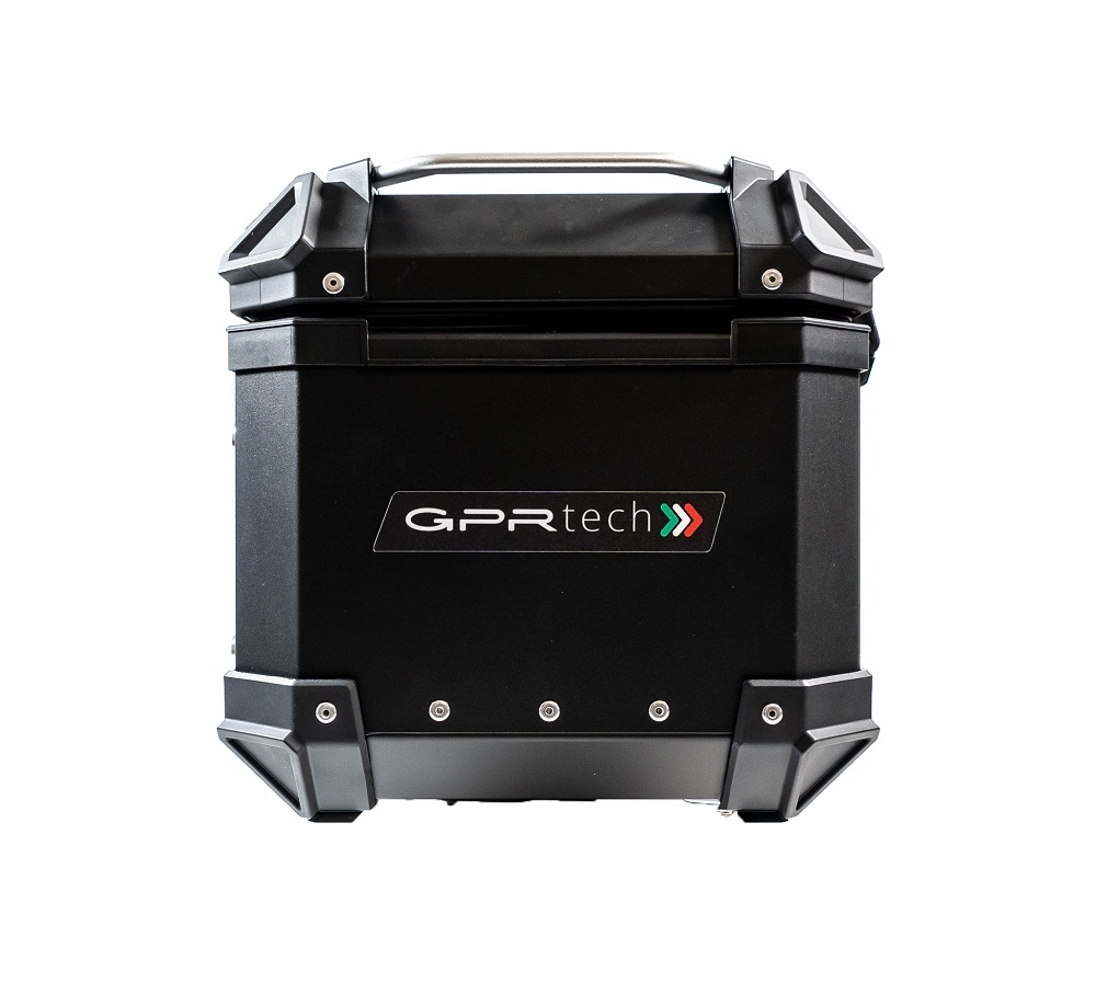 Top case GPR TECH compatible with  Royal Enfield Himalayan 450 2024/2025 e5 Plus GPR TECH Top case in aluminum, black color with specific plate included Capacity 26 LT.