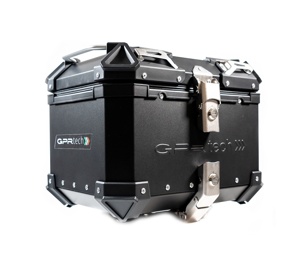 Top case GPR TECH compatible with  Royal Enfield Himalayan 450 2024/2025 e5 Plus GPR TECH Top case in aluminum, black color with specific plate included Capacity 26 LT.