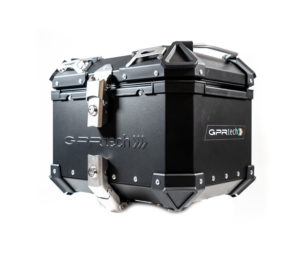 Top case GPR TECH compatible with  Royal Enfield Himalayan 450 2024/2025 e5 Plus GPR TECH Top case in aluminum, black color with specific plate included Capacity 26 LT.